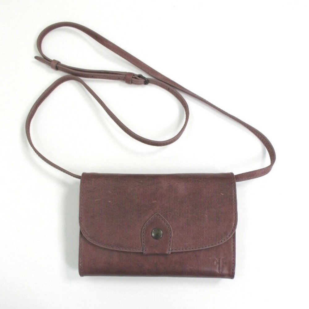Frye Melissa Leather Wallet Crossbody Clutch Bag Purse - Lilac